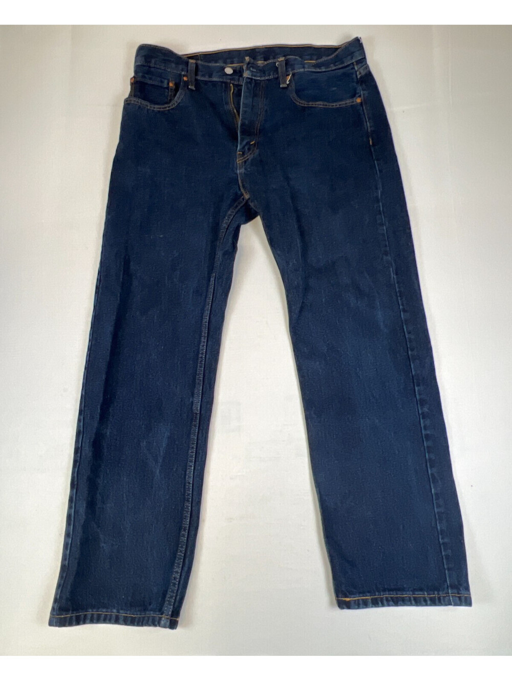Levi's Men 36x30 505 Regular Fit Dark Blue Denim Jeans Straight Leg Pants
